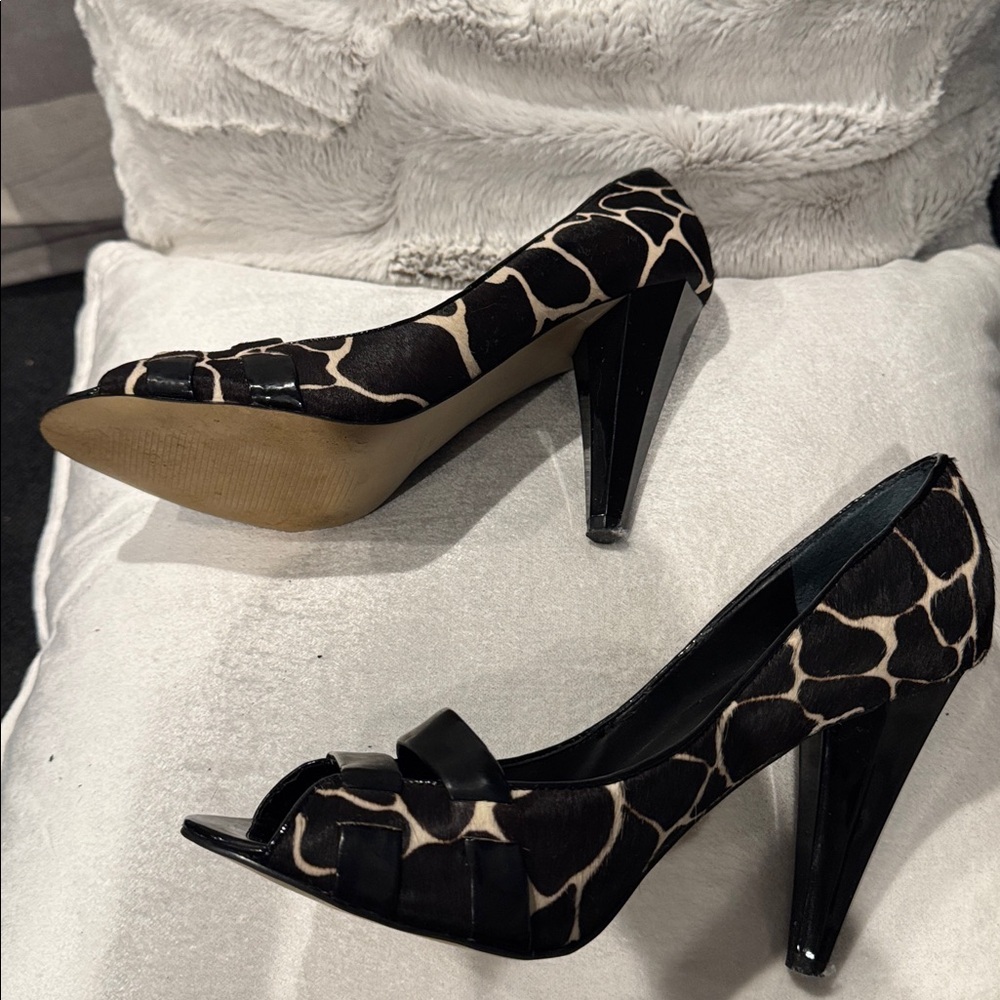 Nine West Leopard Print Peep Toe Heels Classic Animal Print Pumps Size 8 - Picture 10 of 10